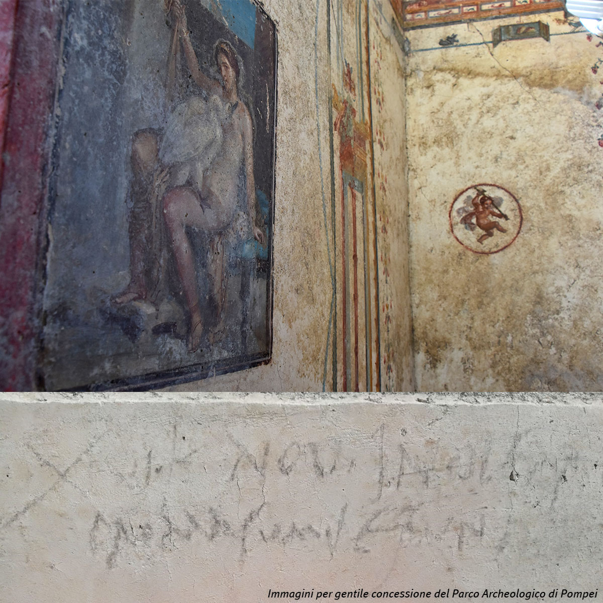 Italy: the inscripition and villas discovered in Pompeii 